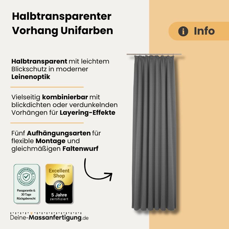 Halbtransparenter Vorhang - Unifarben – Bild 2