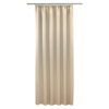 Beige Vorhang mit Falten, aus leichtem Material, geeignet für Wohnräume.