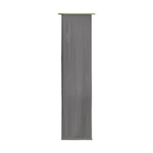 Blickdichte graue Paneele aus Stoff, geeignet für Fensterdekoration, mit oberem Befestigungsband.