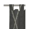 Blickdichte Gardine mit Rautenmuster in Schwarz und grauen Schlaufen, ideal für dekorative Fensterverkleidung.