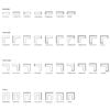 Übersicht der Arbeitsplatten-Varianten: rechteckig, L-Form links/rechts, U-Form, mit Wandkonfigurationen.
