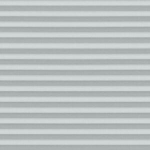 Transparente, graue Plisseestoff mit feinen, horizontalen Streifen. Ideal für Fensterdekoration.