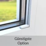 Weißer Spannschuh für Fenster, einfache Montage, kostengünstige Option, geeignet für verschiedene Fensterrahmen.