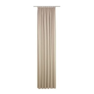 Taupefarbener, länglicher Vorhang aus weichem Material mit Kräuselband, ideal für Fensterdekoration.