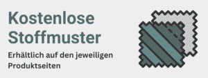 Kostenlose Stoffmuster in Grau und Grün, erhältlich auf den jeweiligen Produktseiten.