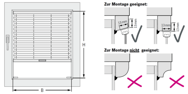 Montage im Fensterfalz mit Spannschuhunterteil und Klebeplatte