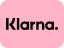 Logo von Klarna auf pinkem Hintergrund mit schwarzer Schrift.