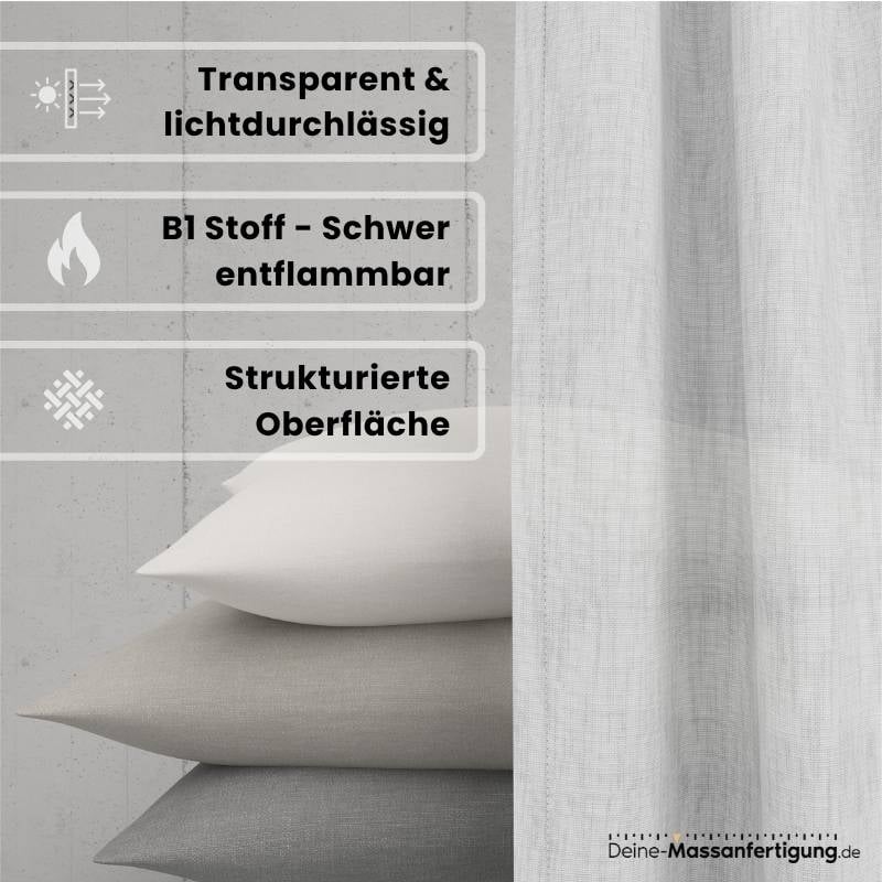 Halbtransparenter Brandschutzvorhang mit Ösen - Rustikal Strukturiert – Bild 2