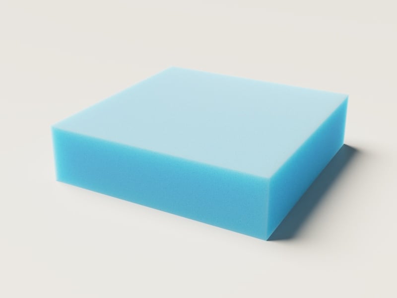 Blauer Schaumstoffzuschnitt in rechteckiger Form