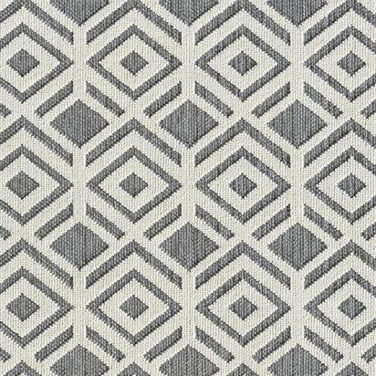 Grafischer Teppich mit grauem und weißem geometrischem Muster aus Dreiecken und Linien