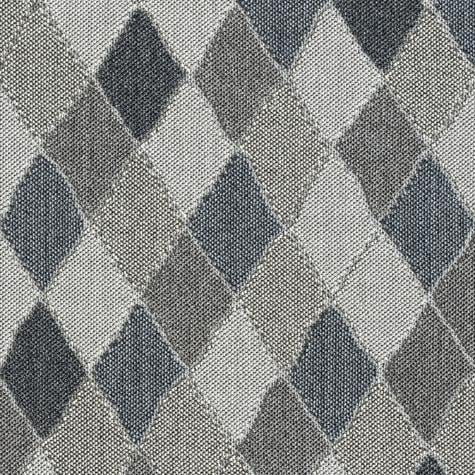 Grafischer Teppich mit blau-grauem, geometrischem Diamantenmuster