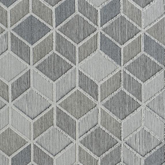 In- und Outdoor-Teppich mit grafischem Muster in Silber und Grau