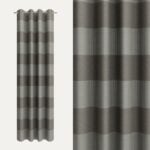 Halbtransparenter Vorhang mit Querstreifen in Graubraun, blickdichtes Stoffmuster, moderne Dekoration