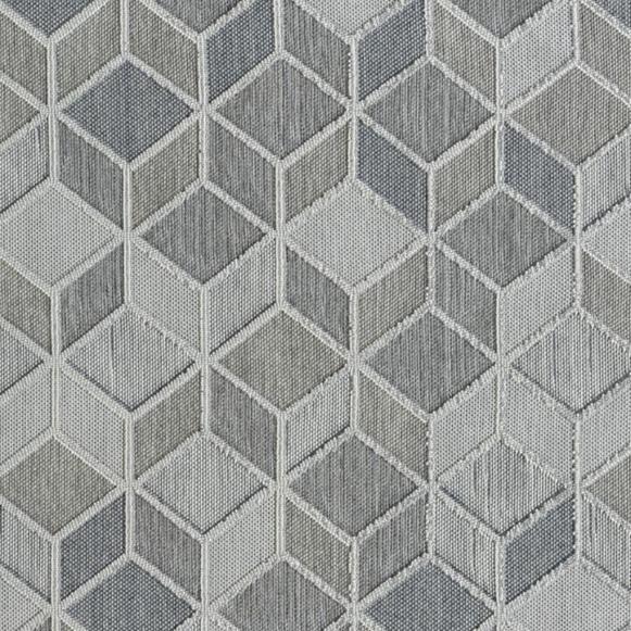 In- und Outdoor-Teppich mit geometrischem Silbergrau-Muster