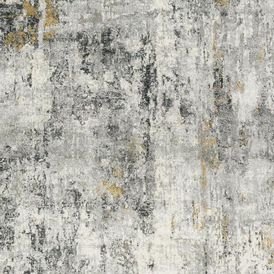 Kurzflor-Teppich Vintage in Anthrazit und Ocker, detailreiche Muster, modern und stilvoll