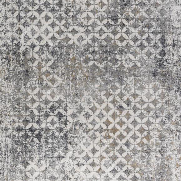 Kurzflor-Teppich Vintage Grau mit geometrischem Muster