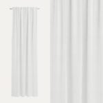 Transparente Gardine aus Wollweiß mit leichter Faltenstruktur, blickdicht, für Fensterdekoration.