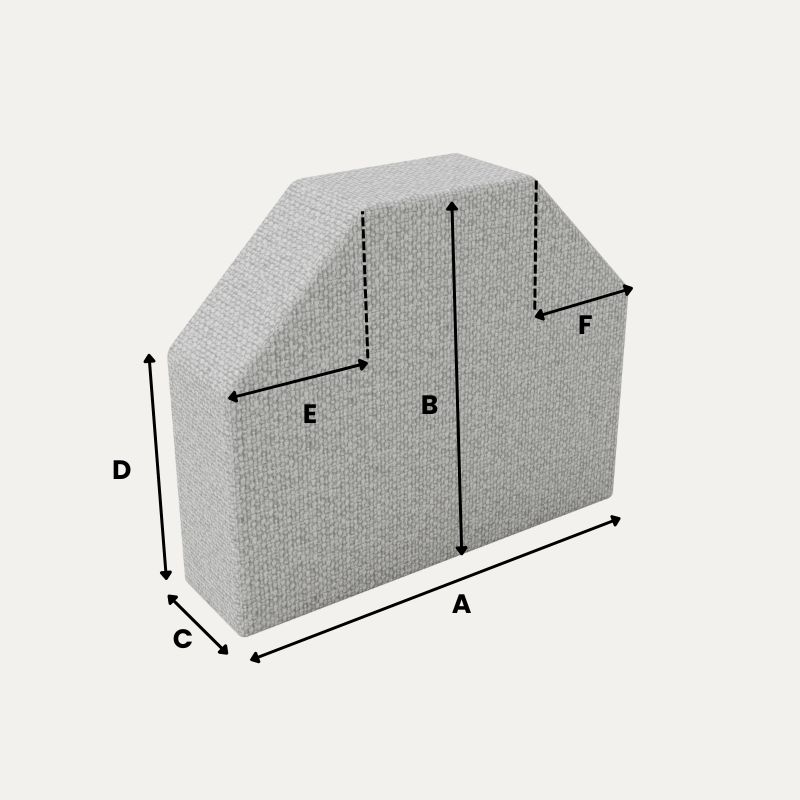 Polster nach Maß - Rechteck mit zwei Abschrägungen